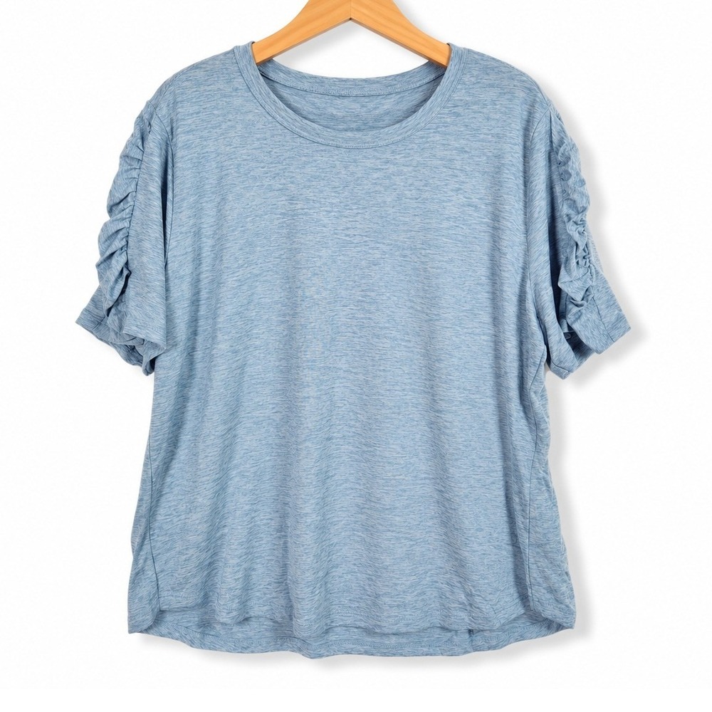 Denim & Co  Womens XL Heather Blue Active Cool to the Touch Jersey Tunic A688035